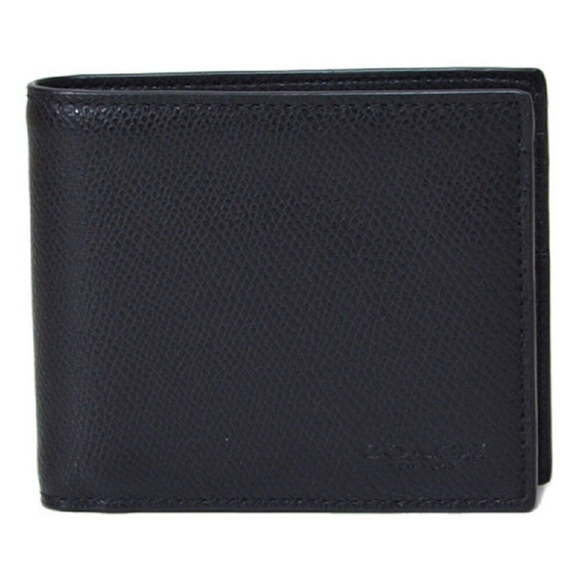 2PC Coach Navy Blue Compact ID Crossgrain Leather Bifold Credit Card Wallet NWOT - Picture 6 of 14